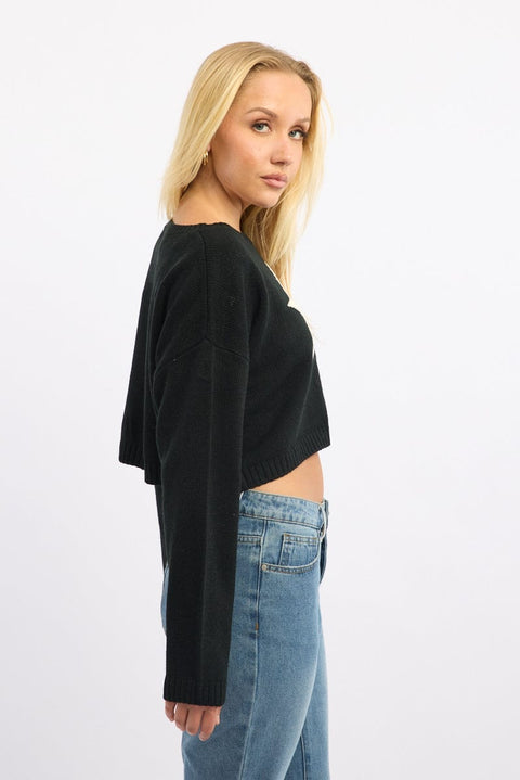 Black Star Knit Jumper Long Sleeve