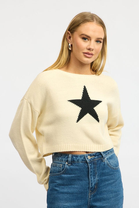 White Star Knit Jumper Long Sleeve
