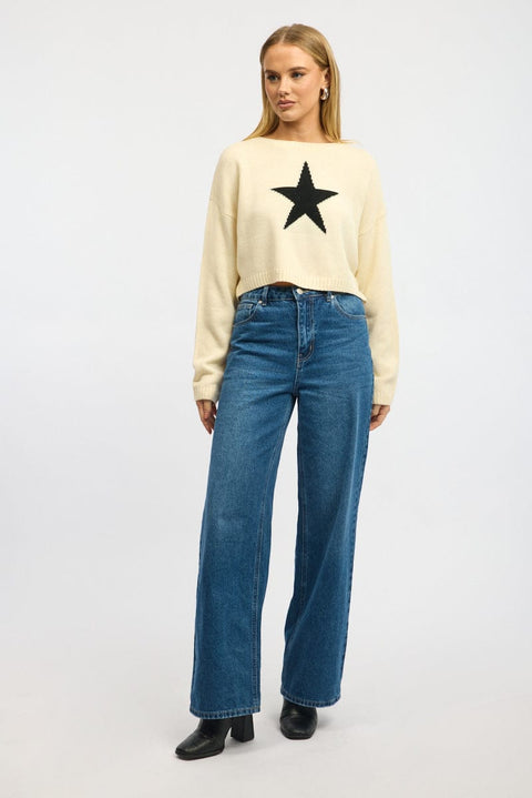 White Star Knit Jumper Long Sleeve