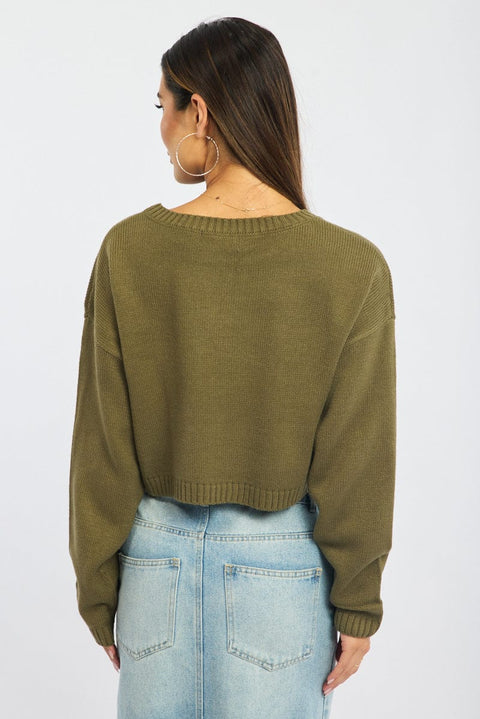 Green Star Knit Jumper Long Sleeve