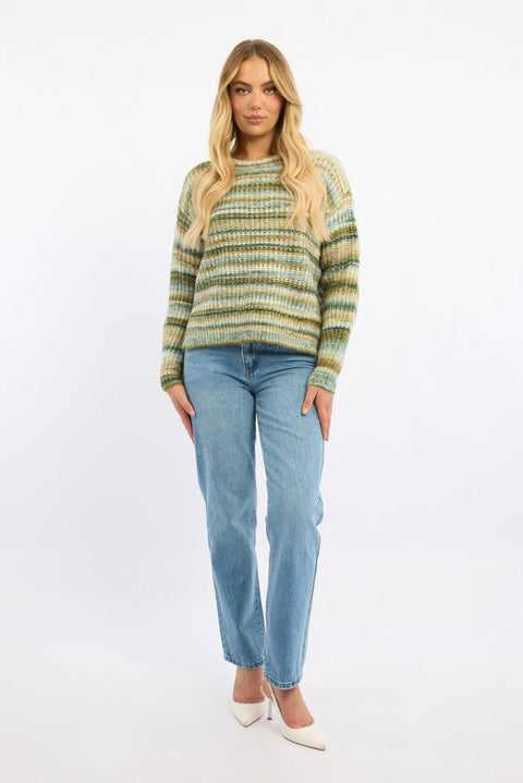 Green Stripe Stripe Knit Jumper