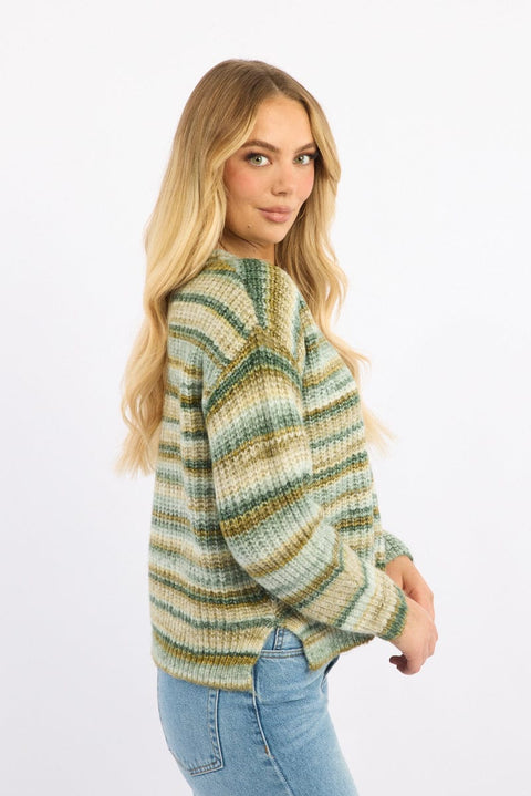Green Stripe Stripe Knit Jumper