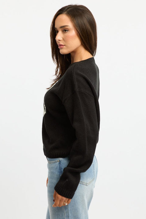Black Cherry Knit Top Long Sleeve