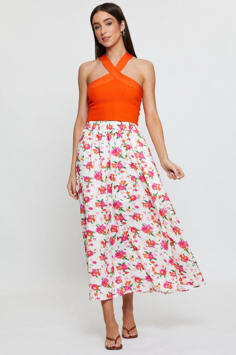 Orange Knit Top Sleeveless Halter