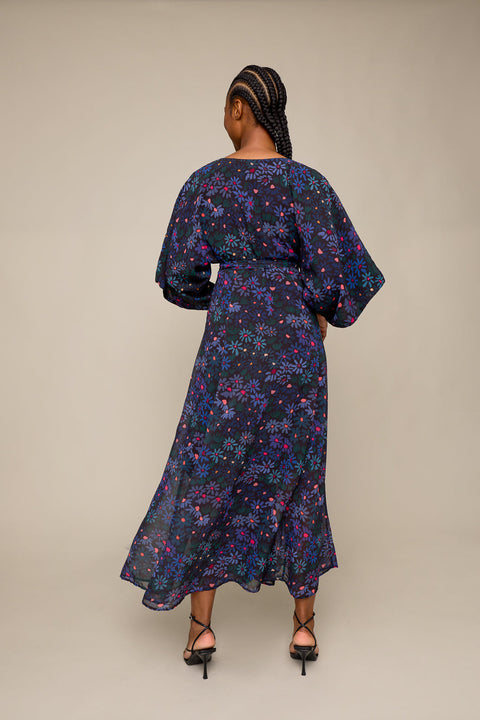 Hazy Daisy Maxi Dress in Blue