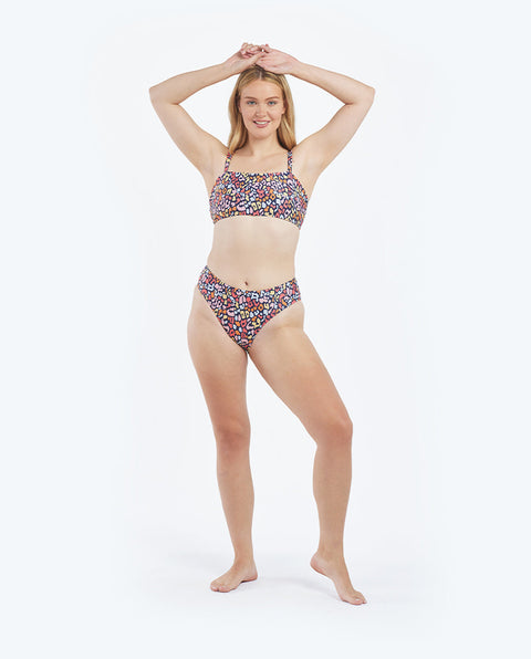 The Wide Strap Oasis Bikini Top - Multicolor Leopard