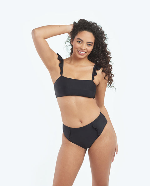 The Ruffle High Leg High Rise Bikini Bottom - Sea Urchin