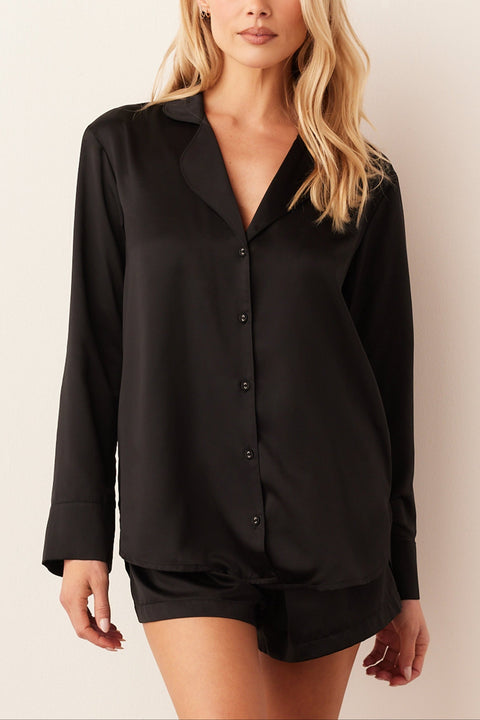 Charlotte Luxe Satin PJ Set in Black