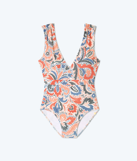 The Ruched Backflip - Bright Watercolor Paisley