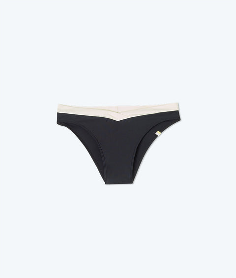 The Cheeky V-Front Low Rise Bikini Bottom - Sea Urchin & White Sand