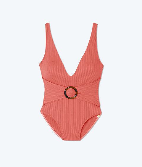 The Ribbed Belted Backflip - Spiced Coral