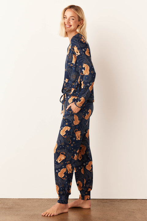 Shari Cloud Jersey PJ Set in Cosmic Jungle