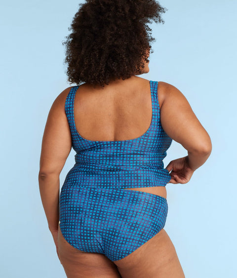The High Leg High Rise Bottom - Gingham in Deep Sea