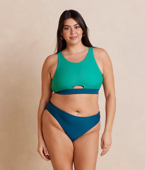 The High Leg Mid Rise Bikini Bottom - Seaweed