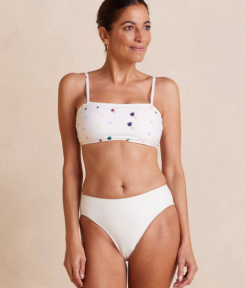 The High Leg Mid Rise Bikini Bottom - White Sand