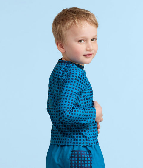 The Kids' Rash Guard - Gingham in Calypso