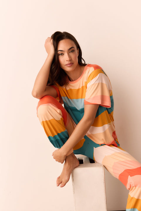 Maddie Cloud Jersey PJ Set in Sunset