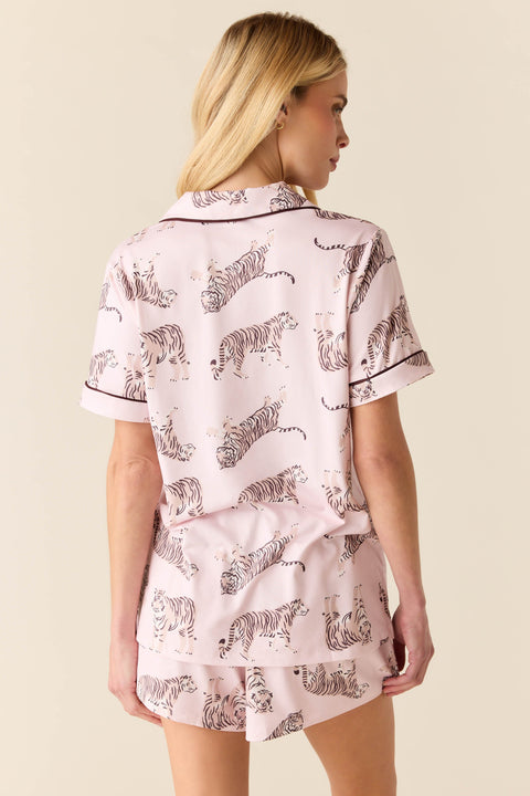 Maren Cloud Jersey PJ Set in Tiger Lily