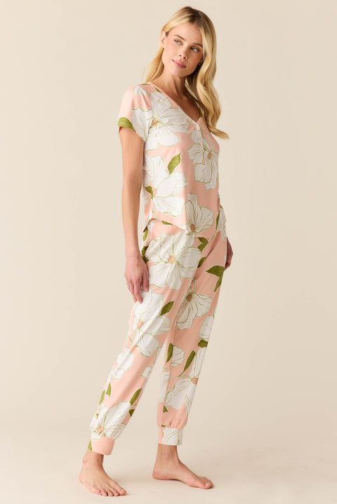 Nadia Cloud Jersey PJ Set in Magnolia