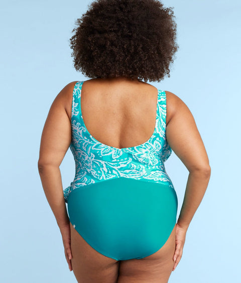 The Perfect Wrap One-Piece - Batik in Seafoam & Harbor
