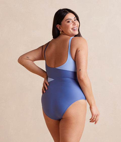 The Perfect Wrap One-Piece - Sky & Blue Mountain