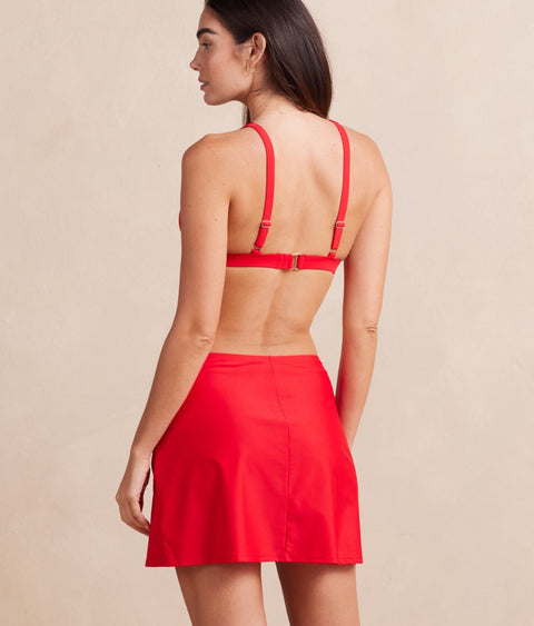 The Ruched Swim Skirt - Lava
