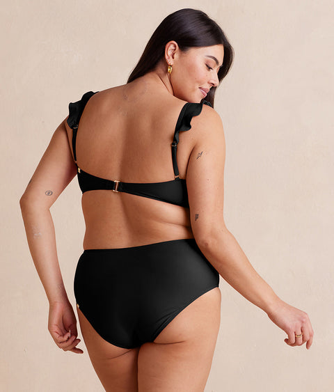 The Ruffle High Leg High Rise Bikini Bottom - Sea Urchin