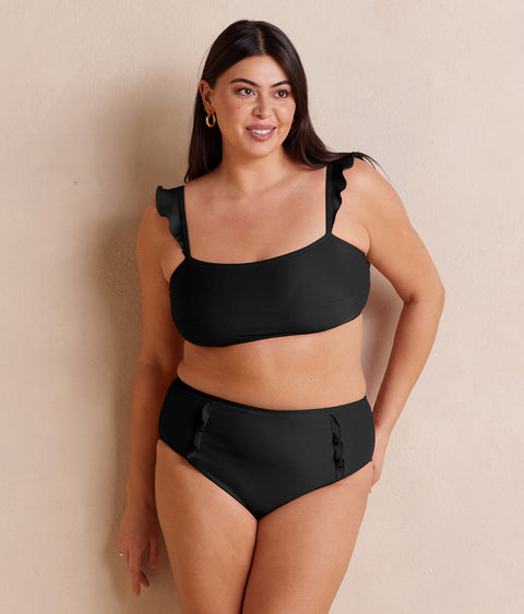 The Ruffle High Leg High Rise Bikini Bottom - Sea Urchin