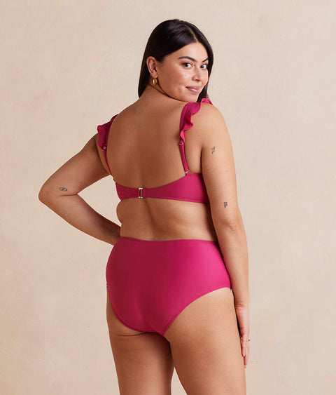 The Ruffle High Leg High Rise Bikini Bottom - Spritz