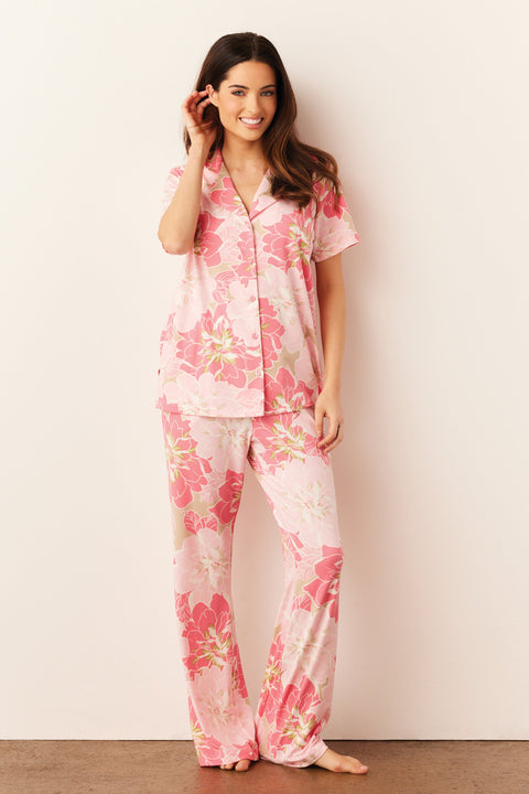 Elsa Cloud Jersey PJ Set in Dahlia