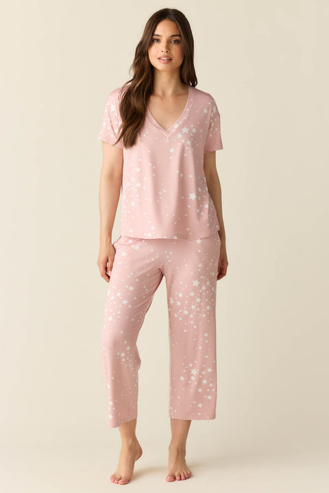 Alyssa Summer Jersey PJ Set in Blush Stars