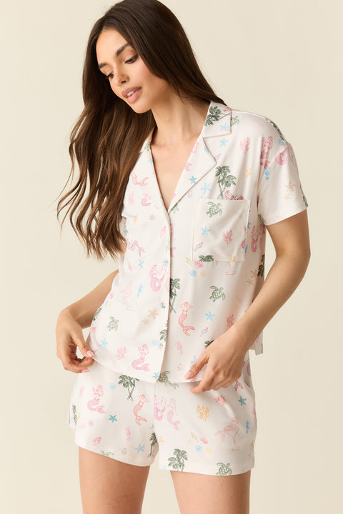 Karli Summer Jersey PJ Set in Mermaids