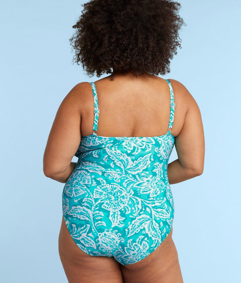 The Seascape Sweetheart One Piece - Batik in Seafoam & Harbor