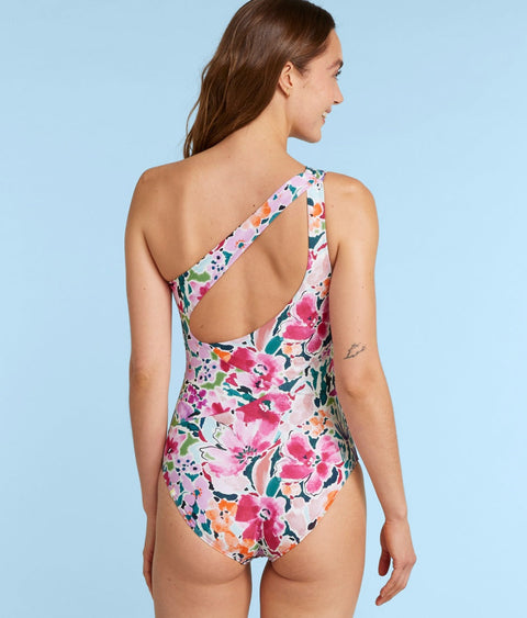 The Ruched Sidestroke - Watercolor Floral in Strawberry