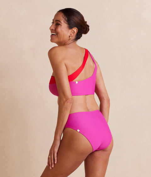 The Sidestroke Bikini Top - Hibiscus & Lava