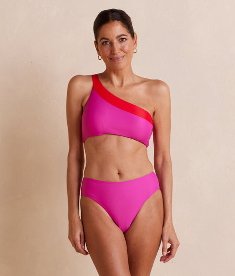 The Sidestroke Bikini Top - Hibiscus & Lava