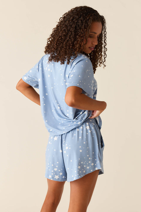 Taylor Cloud Jersey PJ Set in Light Blue Stars