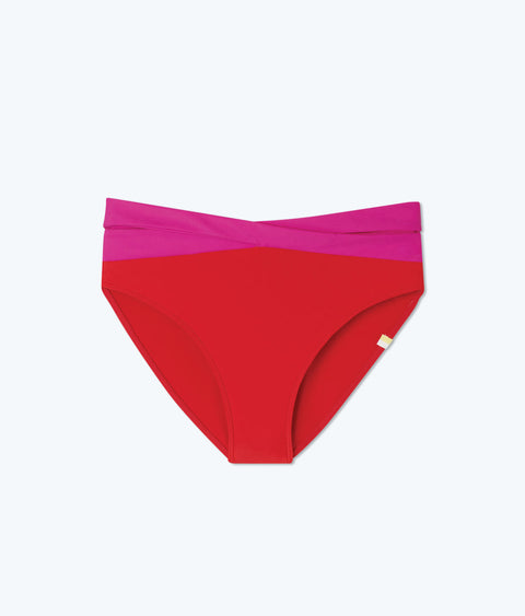 The Wrap High Leg High Rise Bikini Bottom - Lava & Hibiscus