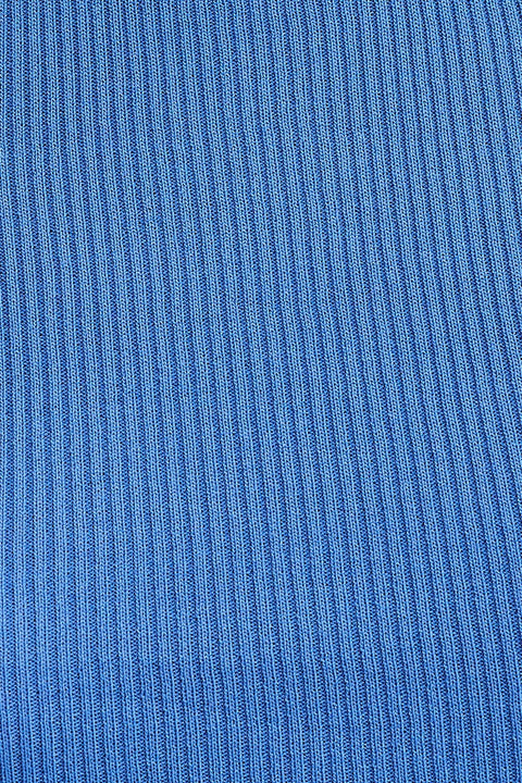 Blue Round Neck Rib Knit Tank Top