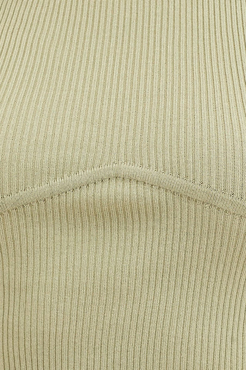 Green Knit Top Sleeveless Crop Round Neck