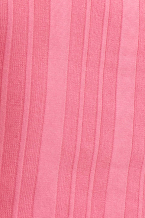 Pink Short Sleeve Ruched Knit Top