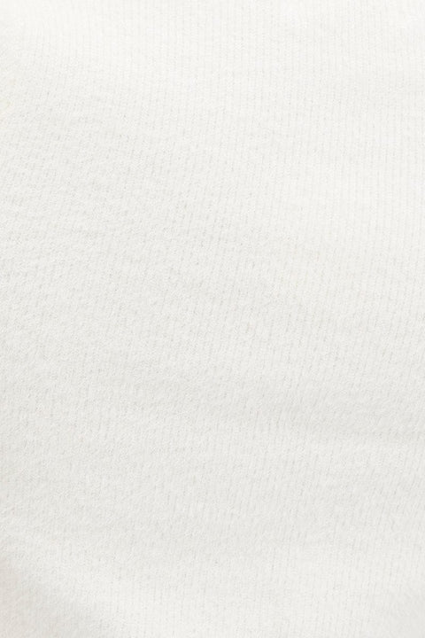 White Knit Top Short Sleeve Round Neck Fluffy