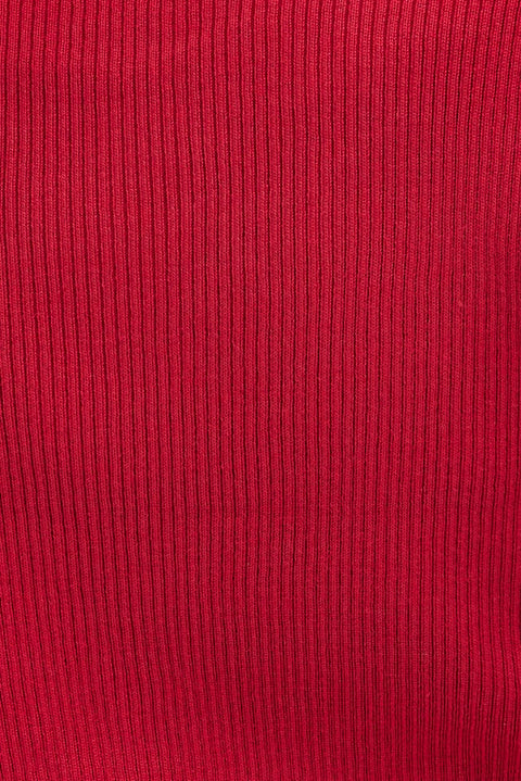 Red Knit Top Lace up Detail