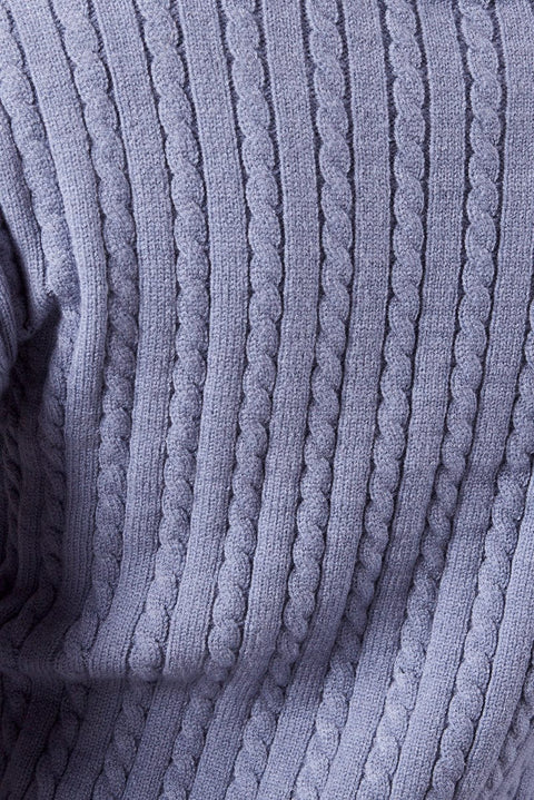 Blue Cable Knit Top Long Sleeve