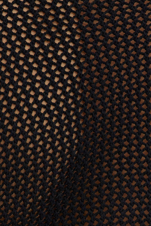 Black Collar Knit Top Short Sleeve