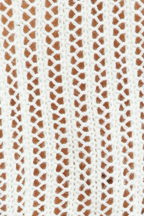 White Oversized Knit Top Crew Neck