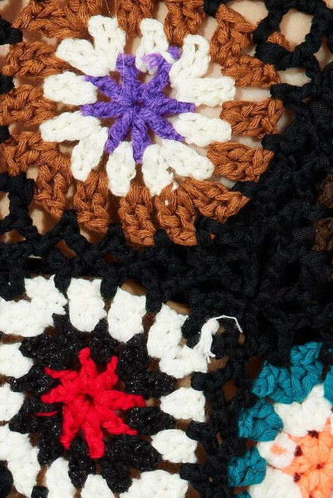 Black Crochet Knit Top Tassel