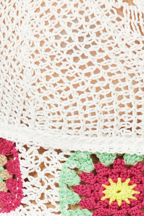 White Crochet Top V Neck