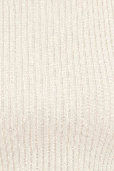 White Knit Top Sleeveless Roll Neck Crop