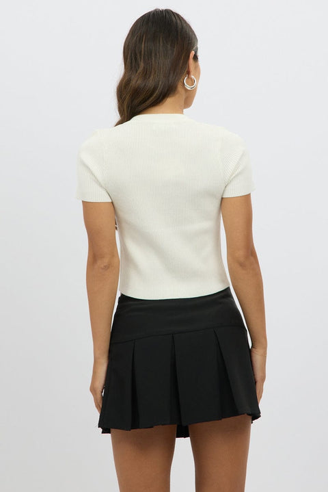 White Knit Top Short Sleeve